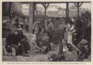 New York - Ankomst av emigranter (litho)