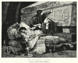 Death Of Clodebert, At Soissons (gravering) av Albert Pierre René (after) Maignan