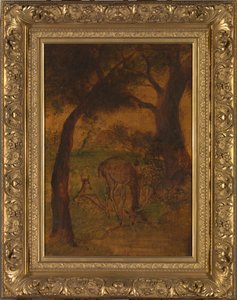 En hjort som drikker, ca. 1870-årene. av Albert Pinkham Ryder