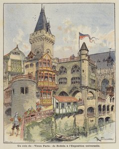 Et hjørne av Robidas Old Paris på Exposition Universelle av Albert Robida