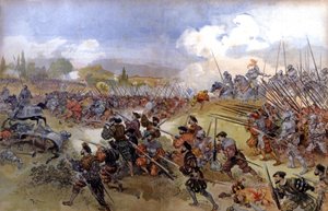 Slaget ved Cerisolles mellom Francis Ist og Charles V av Albert Robida