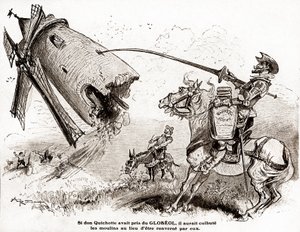 Don Quijote for en annonse for den befestende Globeol, rundt 1916 (illustrasjon)