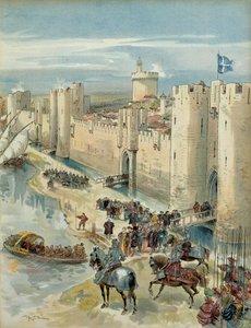 Åttende italienske krig (1536-1538): intervju av Aigues Mortes (eller treve av Aigues Mortes) 14. juli 1538, møte mellom Francois I (1494-1547), konge av Frankrike og Charles V (1500-1558), konge av Spania og keiser av Det hellige romerske rike germansk. I av Albert Robida