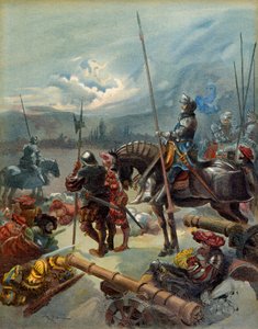 Femte italienske krig (1515-1516): Natten til Marignan (Italia), mellom 13. og 14. september 1515. Illustrasjon av Albert Robida
