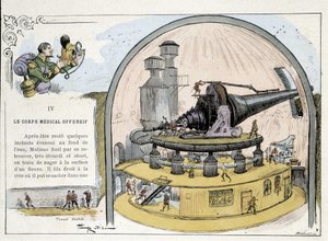 Futuristisk kanon - i "" Krigen i det tjuende århundre"" av Robida av Albert Robida