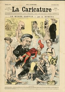 Illustrasjon av Albert Robida (1848-1926) for omslaget til La Caricature (1880) av Albert Robida