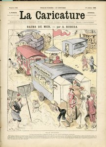 Illustrasjon av Albert Robida (1848-1926) for omslaget til La Caricature (1880) av Albert Robida