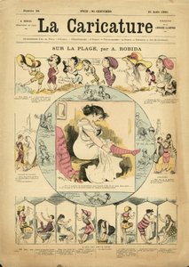Illustrasjon av Albert Robida (1848-1926) for omslaget til La Caricature (1880) av Albert Robida