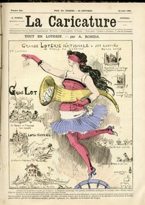 Illustrasjon av Albert Robida (1848-1926) for omslaget til The Caricature (1880) av Albert Robida