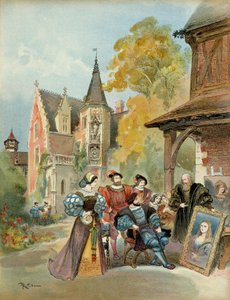 Kong Francois I (1494-1547) kjøpte Mona Lisa til Leonard de Vinci (Leonardo da Vinci) (1452-1519), nær det kongelige slottet i Amboise, mellom 1516 og 1519. Illustrasjon