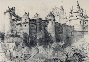 La Chateau fort de Vitre en Ille-et-Vilaine - La vieille France - La Bretagne - text, drawings and lithographs, by Albert Robida (1848-1926) undated end 19th century av Albert Robida