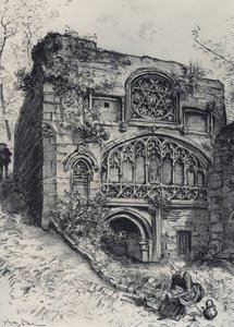 La fontaine des carmelites a morlaix - La vieille France - La Bretagne - text, drawings and lithographs, by Albert Robida (1848-1926) undated end 19th century av Albert Robida