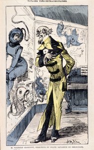 Mr. Valentin Croknuff, direktør for det store akvariet i Melbourne, parodi på Jules Verne, "" Veldig ekstraordinære reiser av Saturnin Farandoul til 5 eller 6 deler av verden og til alle land kjent eller ukjent for Mr. Jules Verne" av Robida, Paris av Albert Robida