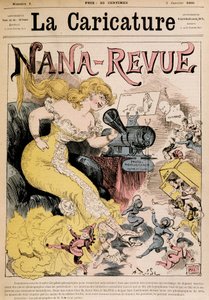 Nana-Revue: tegneserie om Zola og hennes verk "" Nana"" av Robida - i "" La Caricature""" fra 03.01.1880 av Albert Robida