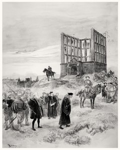 Superintendenten Jacques de Semblancay (ca. 1445-1527) dømt til døden, på vei opp til Montfaucon Gibbet, 1909 (wc på papir) av Albert Robida