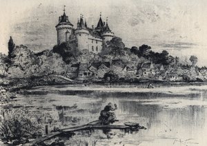 Slottet Combourg i Ille-et-Vilaine - Gamle Frankrike - Bretagne - tekst, tegninger og litografier, av Albert Robida (1848-1926) udatert slutten av 1800-tallet av Albert Robida