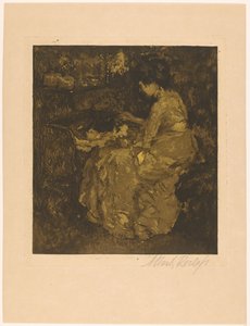 Kvinne mater et barn i en krybbegrøt av Albert Roelofs (signed by artist)