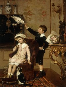 Bestemors kjæledyr (olje på lerret) av Albert Roosenboom