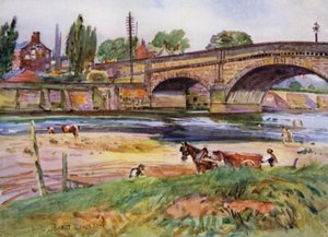 Walton-le-Dale, broen (litho-farge)