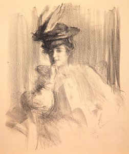 Lili med en fjærhatt, 1907 av Albert de Belleroche
