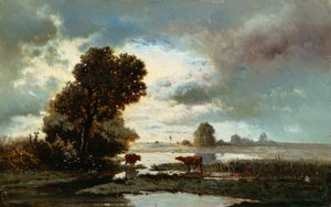 Beiteland ved elva av Alberto Pasini