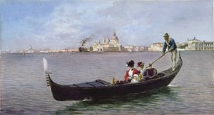 Ut på lagunen: Venezia (akvarell på papir) av Alberto Prosdocini or Prosdocimi