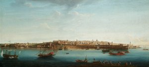 En av et sett med syv utsikter over Valletta, Malta og omegn, ca. 1753 (olje på lerret)