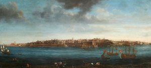 En av et sett med syv utsikter over Valletta, Malta og omegn, ca. 1753 (olje på lerret)