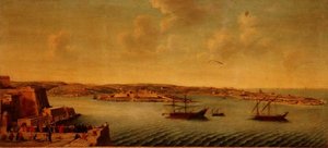 Utsikt over Valletta med skip av St. John Knights Order