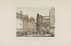Gezigt op de ruïne veroorzaakt door den brand te Middelburg. op Zondag, den 28 Junij 1857. (title on object)   1356160   no       norwegian Successfully Translated  Original: Flower Girls at Covent Garden Translat: Flower Girls at Covent Garden 1413457 no  av Albertus Anthonius Nunnink