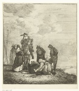 Fiskeselger med kunder på stranden