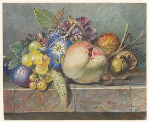 Frukt- og blomsterstilleben