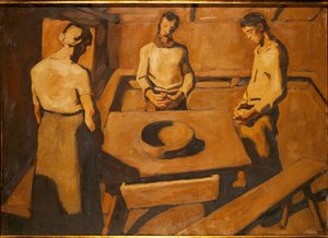 Bønder ber ved et bord (pester) av Albin Egger-Lienz