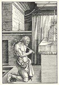 Kong David gjør bot (gravering) av Albrecht (after) Durer or Duerer