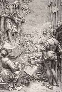 Døperen Johannes som forkynner i ørkenen (gravering) av Albrecht (after) Durer or Duerer