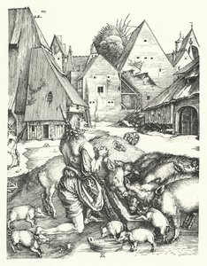 Den fortapte sønn (gravering) av Albrecht (after) Durer or Duerer