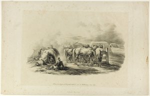 Bivouac of the Dragons of the Italian Guard nær Wittenberg den tiende juni av Albrecht Adam