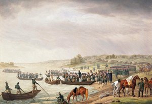 Det italienske korpset Eugene de Beauharnais krysser Niemen 30. juni 1812, 1815.
