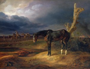 Eierløs hest på slagmarken ved Moshaisk i 1812, 1834