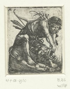 Hercules dreper Nemean-løven av Albrecht Altdorfer