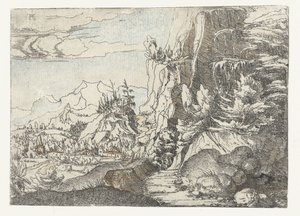 Landskap med mørk bergvegg av Albrecht Altdorfer
