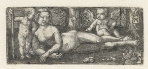 Tilbakelent Venus med to putti av Albrecht Altdorfer