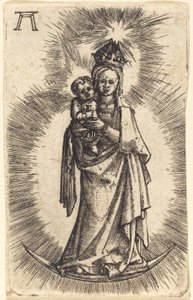 Madonna og barn står med en halvmåne av Albrecht Altdorfer