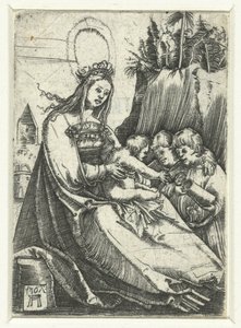 Maria med Kristusbarnet og to gutter av Albrecht Altdorfer
