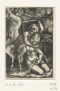 Satyr og en mann slåss om en kvinne av Albrecht Altdorfer