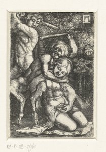Satyr og en mann slåss om en kvinne av Albrecht Altdorfer