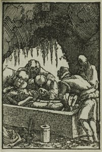 Gravleggingen, fra Menneskets syndefall og forløsning av Albrecht Altdorfer