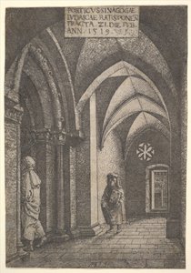 Inngangshallen til Regensburg-synagogen, 1519. av Albrecht Altdorfer