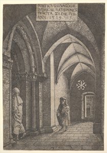 Inngangshallen til Regensburg-synagogen, 1519. av Albrecht Altdorfer