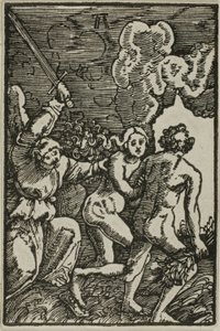 Utdrivelsen fra paradiset, fra Menneskets syndefall og forløsning av Albrecht Altdorfer